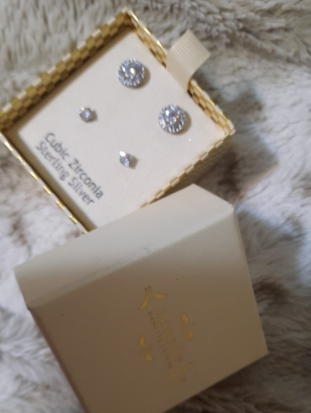 NIB AUTHENTIC GENUINE SOLID 14K WHITE GOLD OVER STERLING SILVER CZ SET LOT